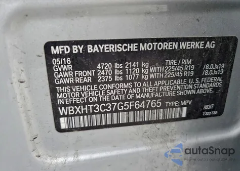 2016 BMW X1 xDrive28I from USA, damaged, VIN WBXHT3C37G5F64765